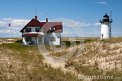 Stay at Keeper's House Near Race Point Light in Provincetown Stock Photo